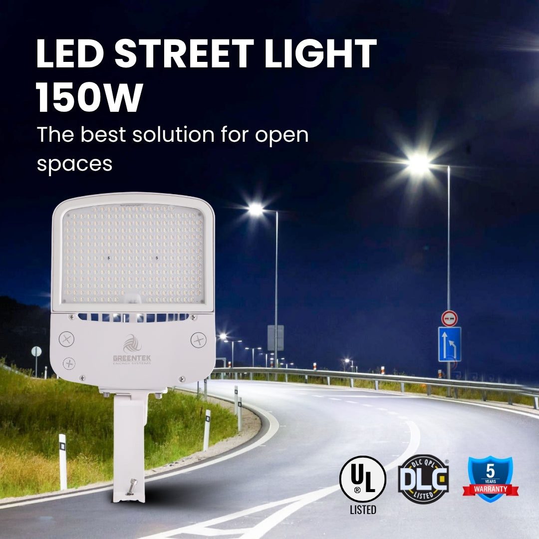 LED Street Light - 150W - 145 lm/w - Tunable CCT - Shorting Cap + 10KV Surge protection - Direct Mount - AL5 Series - White - UL+DLC 5.1