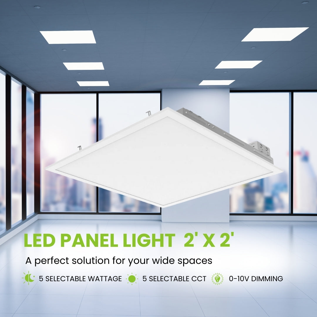 LED Panel Light - 2' x 2' - Tunable Wattages (40/35/30/25/20W) & 5 CCT - Pack of 2 - LED Backlit Panel -  131lm/w - (UL) - Dimmable