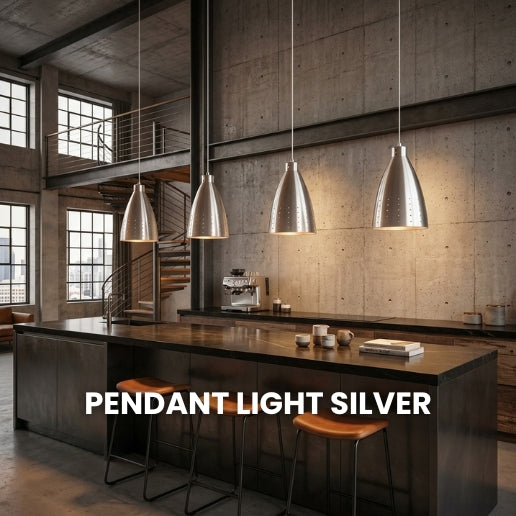 Silver Aluminum Pendant Light for Kitchen Island, Dining Room & Modern Interiors