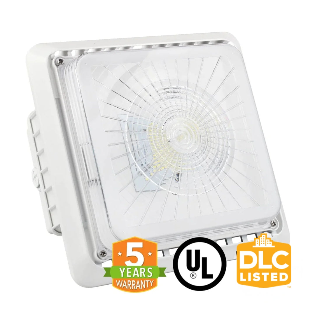 75W LED Canopy Light - Surge Protected - CCT 3000/4000/5000K - Outdoor Parking Garage Light - PG02 - White - (UL+DLC Listed)