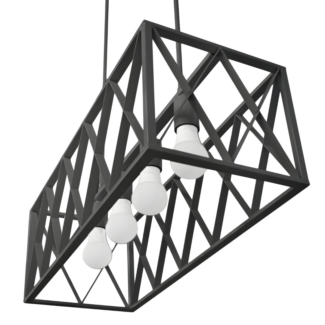 Island Pendant Light Industrial Rustic Cross Frame Box 4 Light