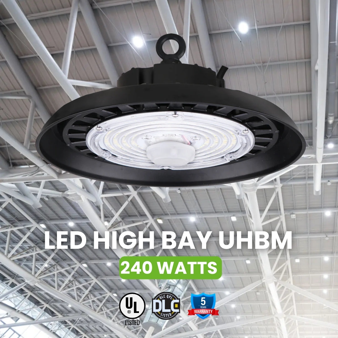 LED High Bay - 240W - 39,120 Lumens - Motion Sensor - UHBM - Hook Mount - UL+DLC5.1