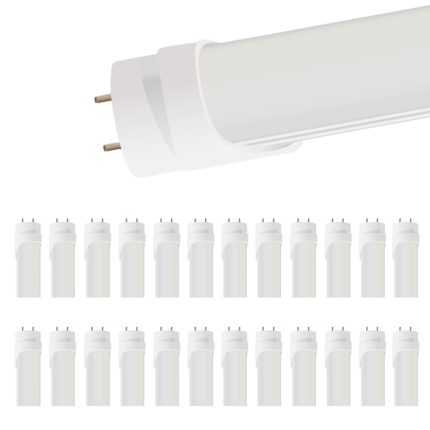 4ft 18W LED Tube - Single / 25 Pack - Type A+B - Aluminum/PC - Safety Fuses - Frosted (ETL/DLC)