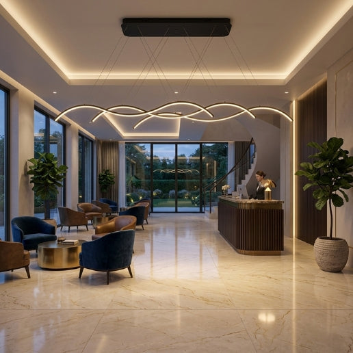 Modern LED Wave Chandelier Linear Suspension Light – 3 Head Hanging Ceiling Fixture