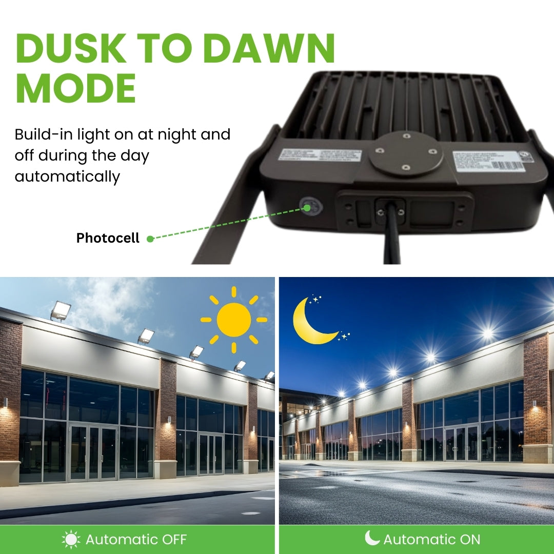 LED Flood Light - FL4 - 150W - 21000 LM -  Built-in DC Photocell - Flood Mount - DLC 5.1 Premium