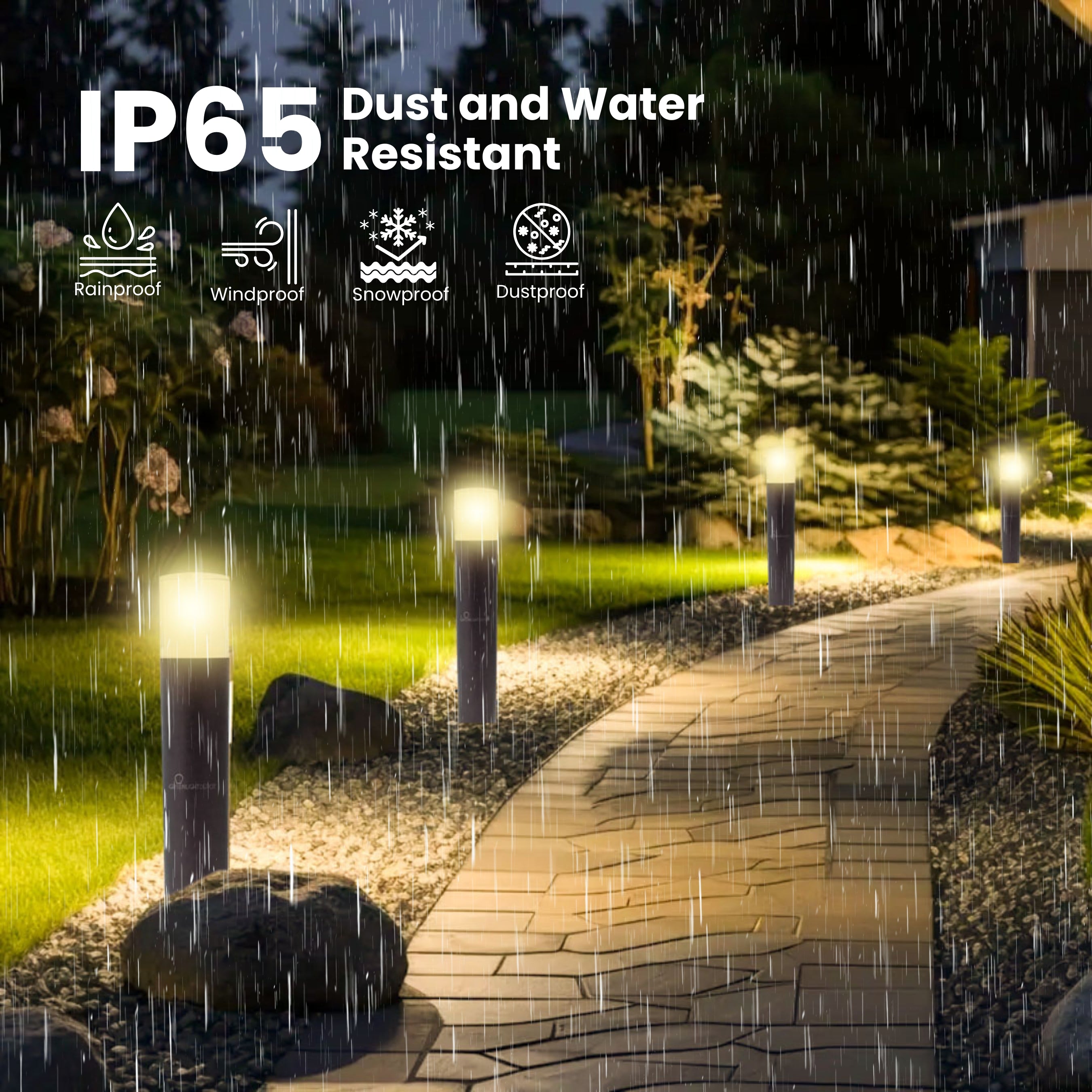 LED Round Column Bollard Landscape Light