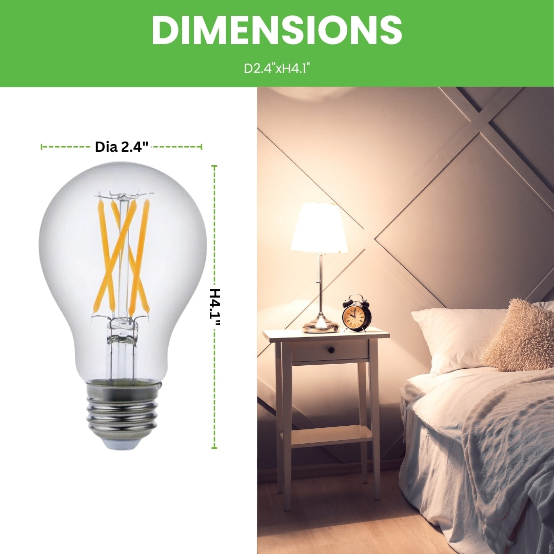 LED Filament Bulb - A19 - 60 Watt Equivalent - E26 - Dimmable