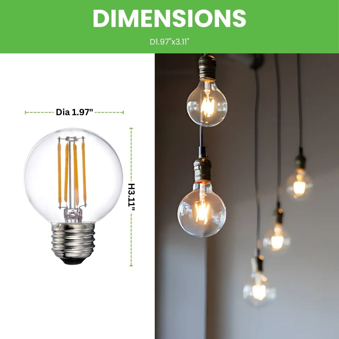LED Filament Bulb - G16.5 - 60 Watt Equivalent - E26 - Dimmable