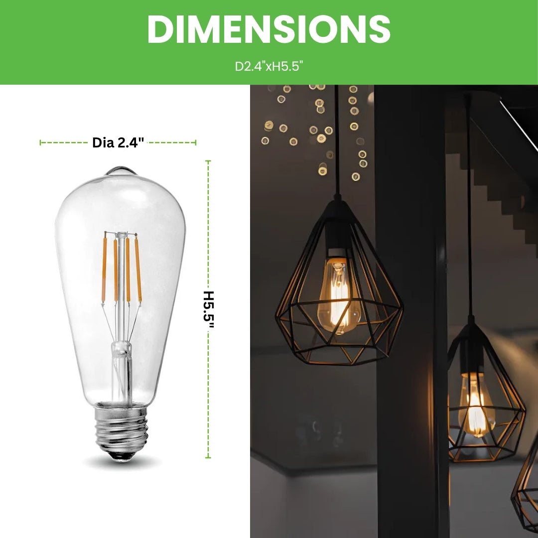 LED Filament Bulb - ST21 - 60 Watt Equivalent - E26 - Dimmable