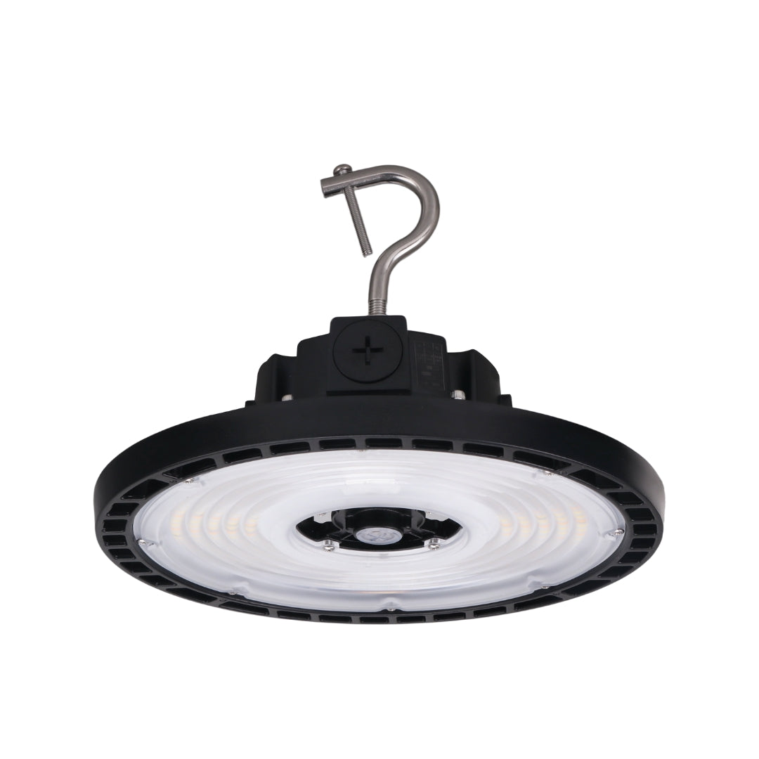 LED High Bay -  146 LM/ W- Wattage Tunable (240/200/150W) - CCT Selectable (5000K/4000K) - UFO7 - Hook Mount - Black - UL DLC 5.1