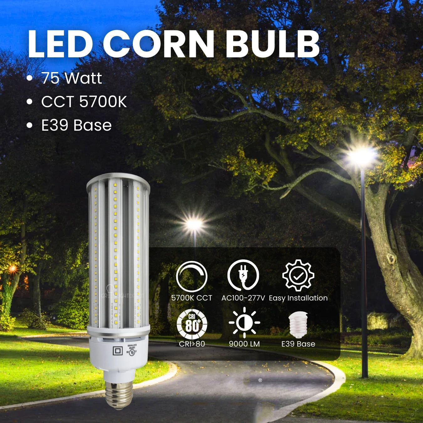 75W LED Corn Light Bulb - Replacement for Fixture 300W MH/ HPS/ HID - 3 Year Warranty - 4kV Surge Protection - (UL)