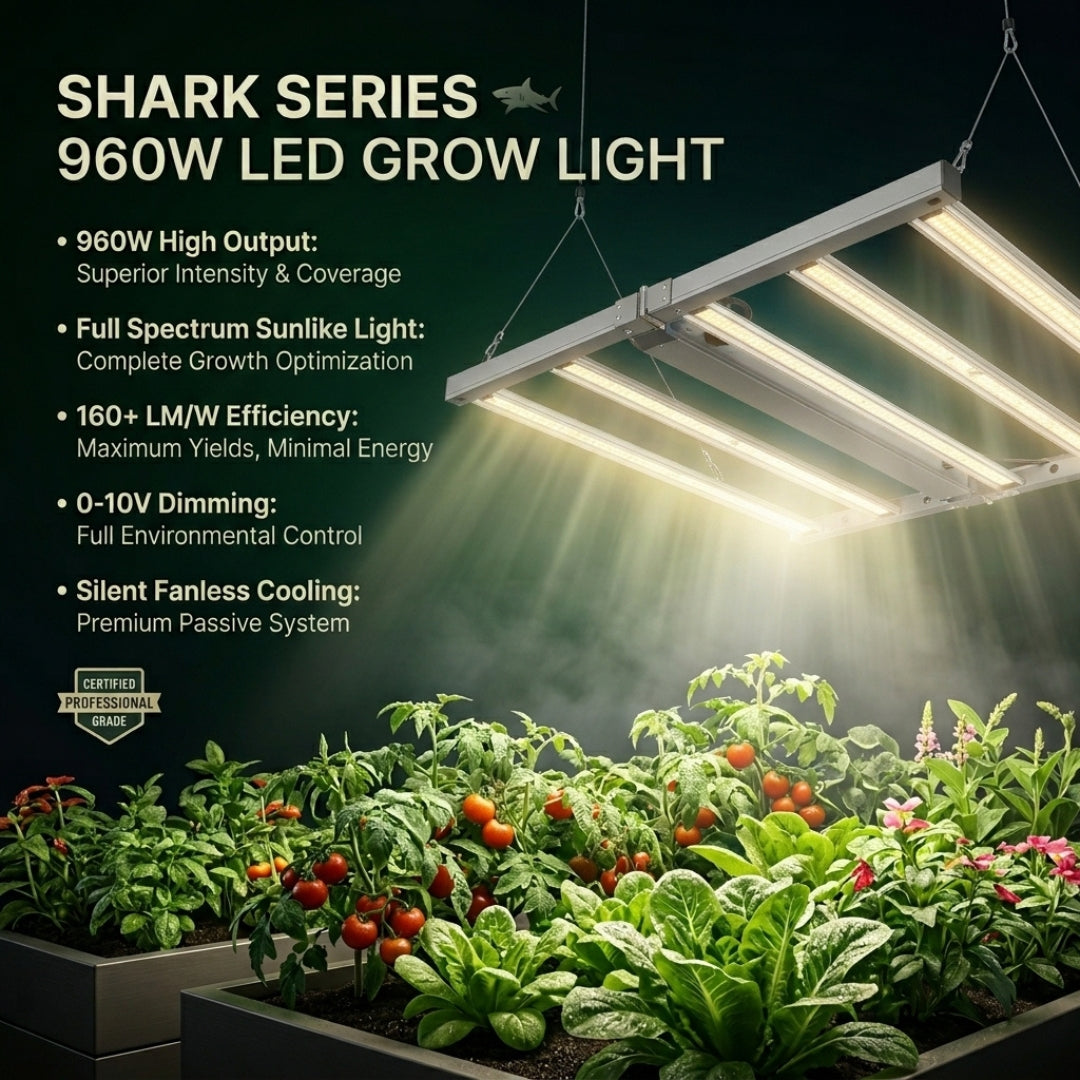 960W LED Grow Light - Shark Series Full Spectrum Commercial Grow Light