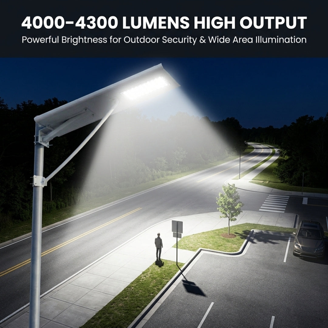 40W All-in-One Solar Street Light with PIR Motion Sensor | 4000-4300 Lumens