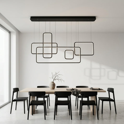 150W Modern Chandelier LED Rectangular Suspension Light - Contemporary Ceiling Fixture