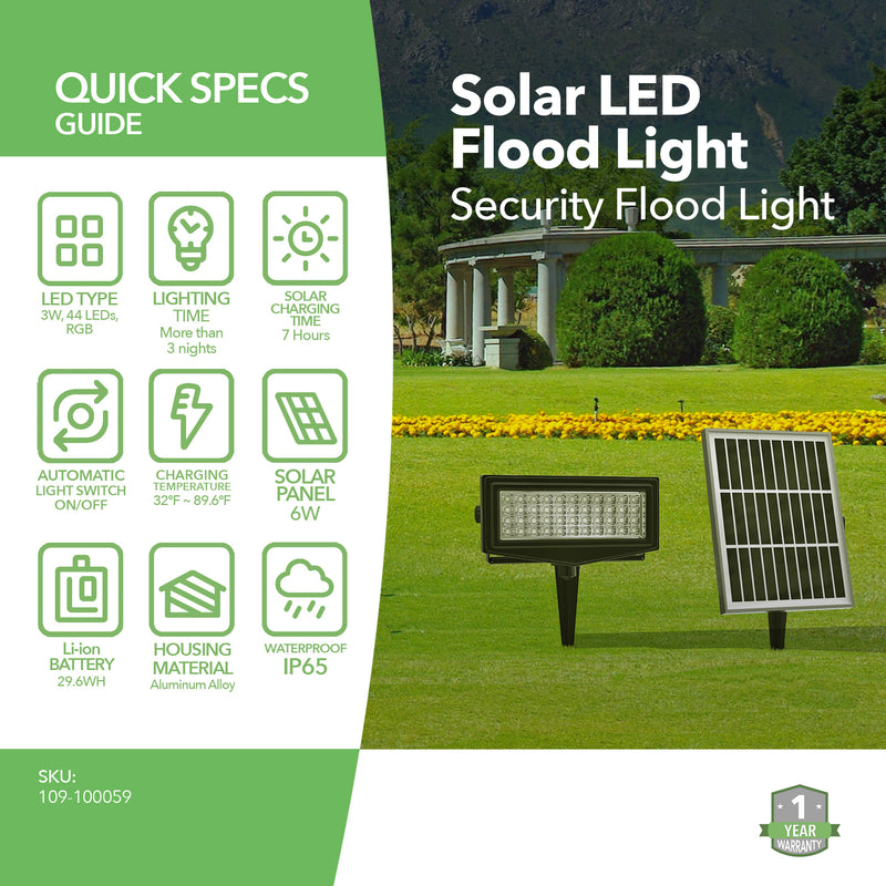 Solar LED Flood Light - Security Flood Light - RGB