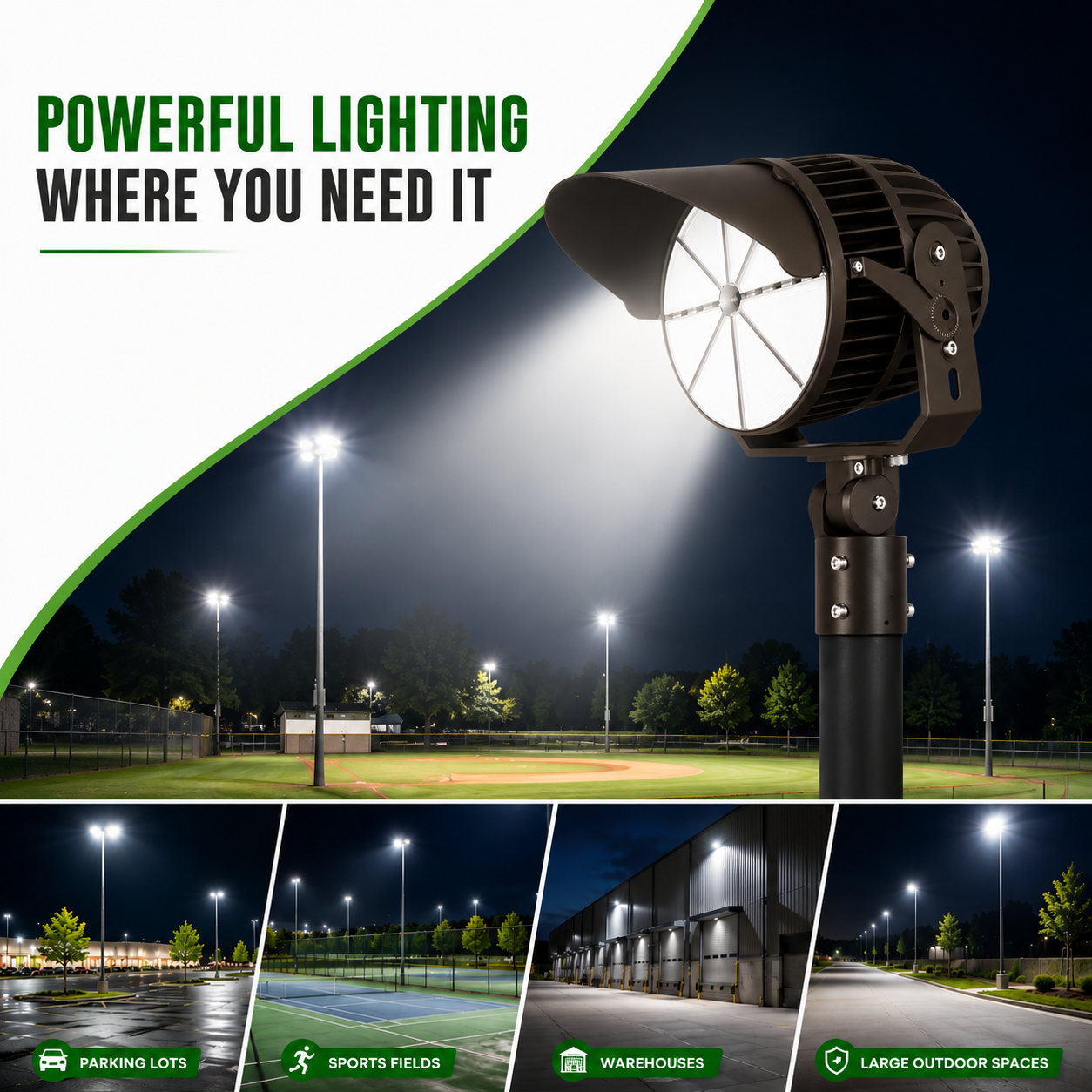 1200W LED High Mast Stadium & Arena Sport Light, SP Series, Slip Fitter Mount, Bronze, 5000K