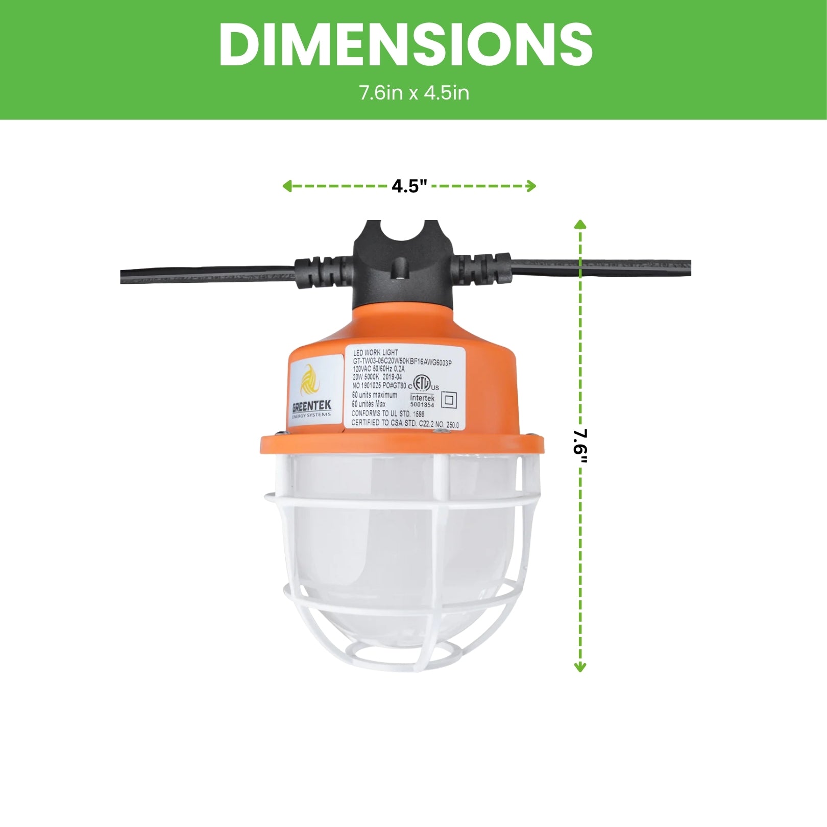 100W LED Temporary Work Light - Construction String Light - 50ft