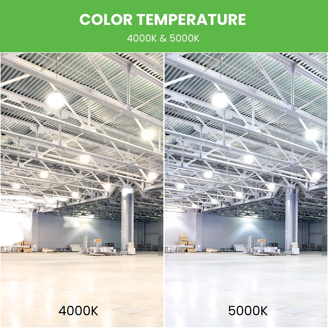 LED High Bay -  147 LM/ W- Wattage Tunable (150W/120W/100W) - CCT Selectable (5000K/4000K) - UFO7 - Hook Mount - Black - UL DLC 5.1