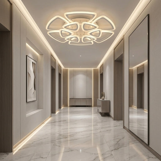 Modern Acrylic 12-Head LED Ceiling Light Fixture – 108W Flush Mount Contemporary Ceiling Chandelier with Integrated LED Chips – White