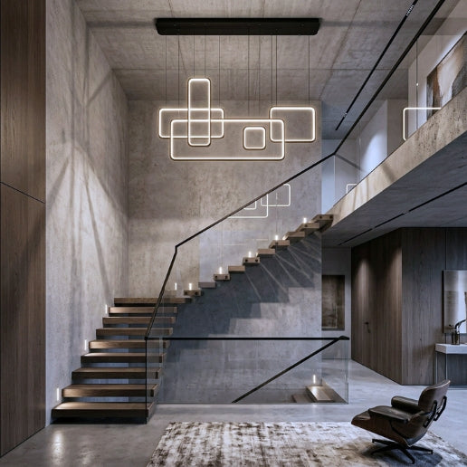 150W Modern Chandelier LED Rectangular Suspension Light - Contemporary Ceiling Fixture