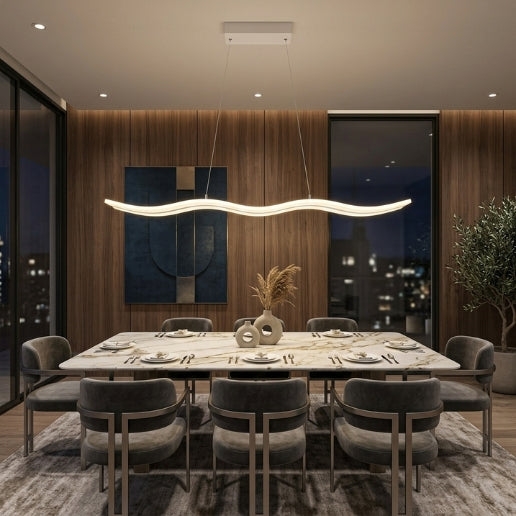 Modern Chandelier LED Light Linear Suspension Wave 40W