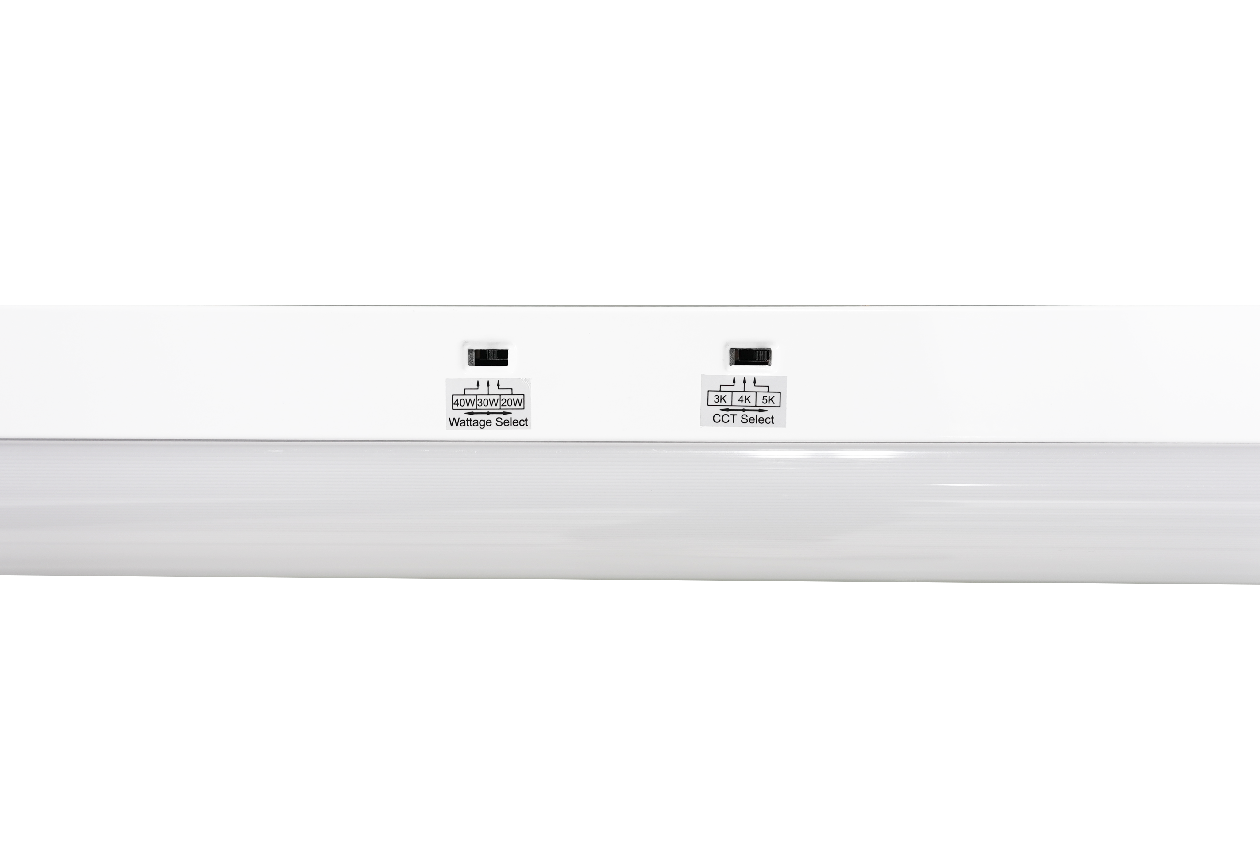 4FT LED Strip Light Fixture - 40W/30W/20W Selectable Wattage - 3000K/4000K/5000K Selectable CCT - UL + DLC