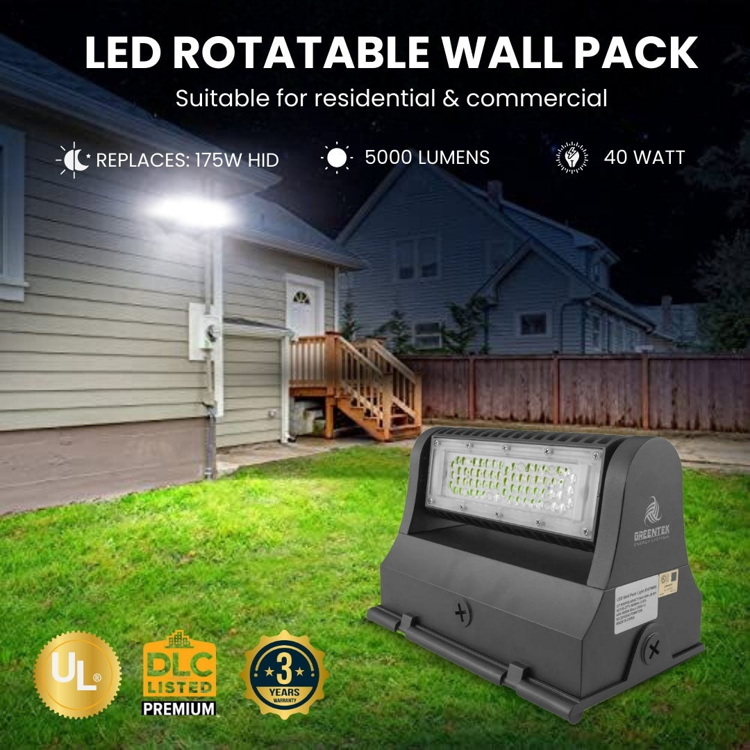 LED Rotatable Wall Pack - 40W - JBox - (UL+DLC)