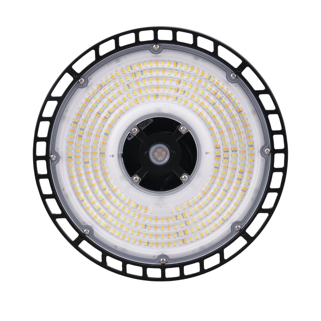 LED High Bay -  147 LM/ W- Wattage Tunable (150W/120W/100W) - CCT Selectable (5000K/4000K) - UFO7 - Hook Mount - Black - UL DLC 5.1