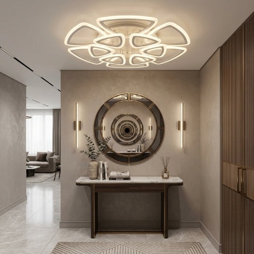 Modern Acrylic 12-Head LED Ceiling Light Fixture – 108W Flush Mount Contemporary Ceiling Chandelier with Integrated LED Chips – White