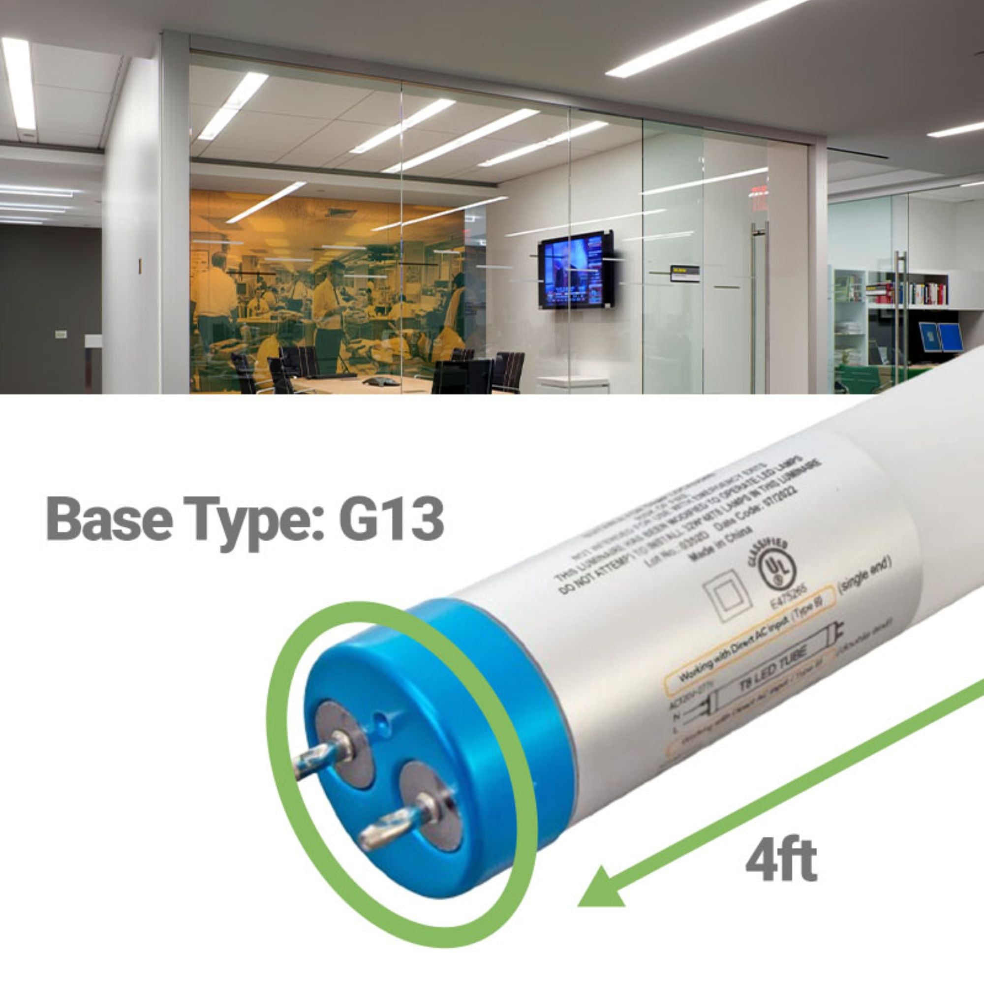 4ft 18W LED Linear Tube - 25 Pack - T8 Glass Tubes - Single/Two End Bypass - Ballast Bypass - (UL Type B + DLC 5.1)