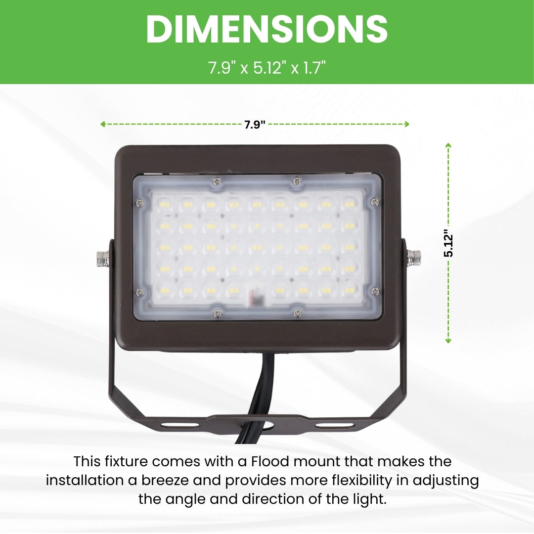 LED Flood Light - 50W - 6400 Lumens - FL06E - Photocell Included - UL+DLC5.1