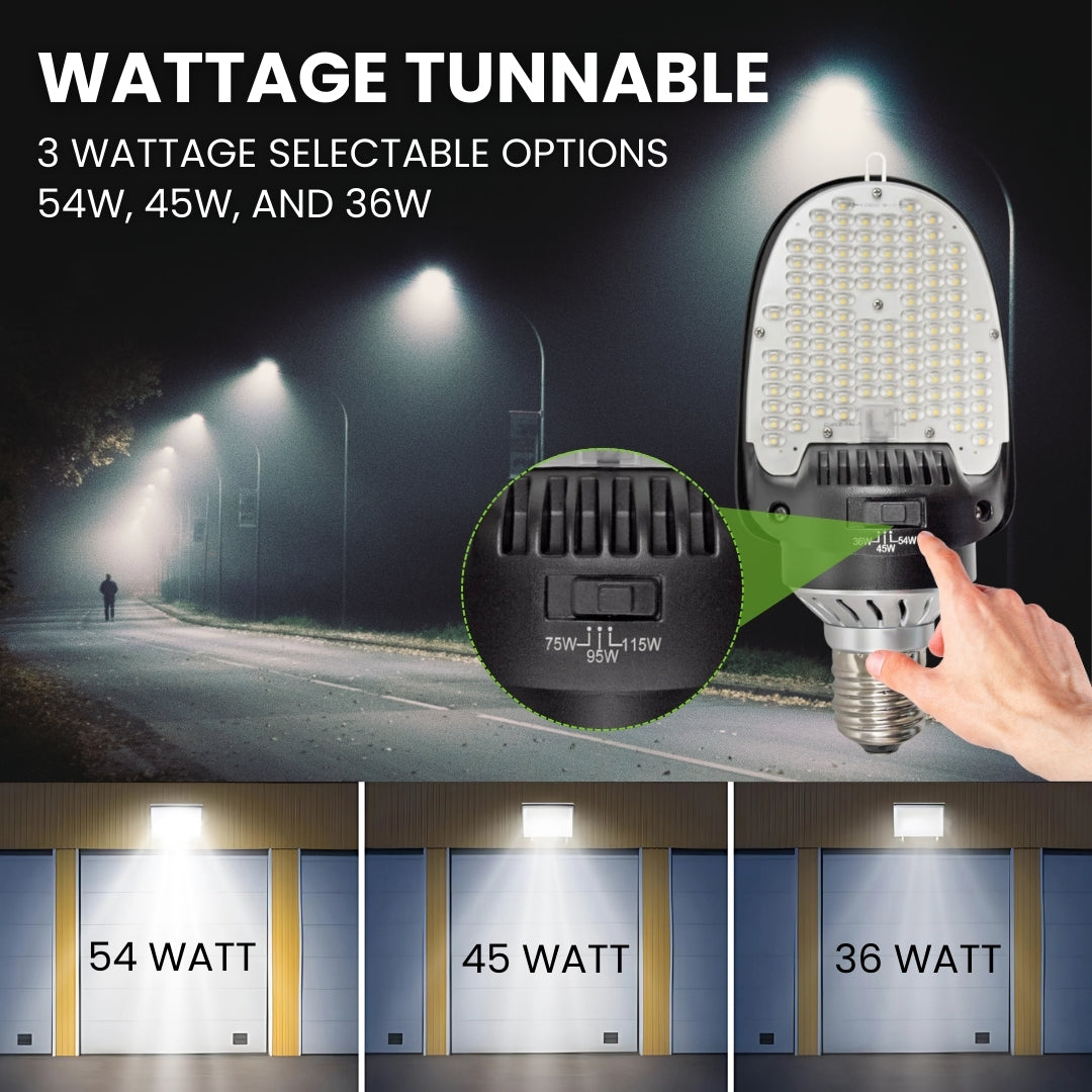 54W LED Corn Bulb - Wattage Tunable  (54W/45W/36W) - E39 - 180 Degree - (UL+DLC) - 5 Year Warranty