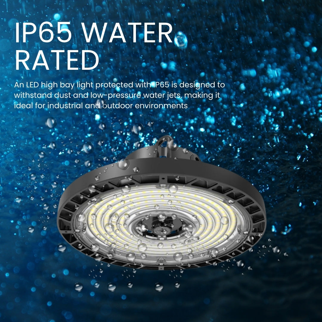 LED High Bay -  147 LM/ W- Wattage Tunable (150W/120W/100W) - CCT Selectable (5000K/4000K) - UFO7 - Hook Mount - Black - UL DLC 5.1