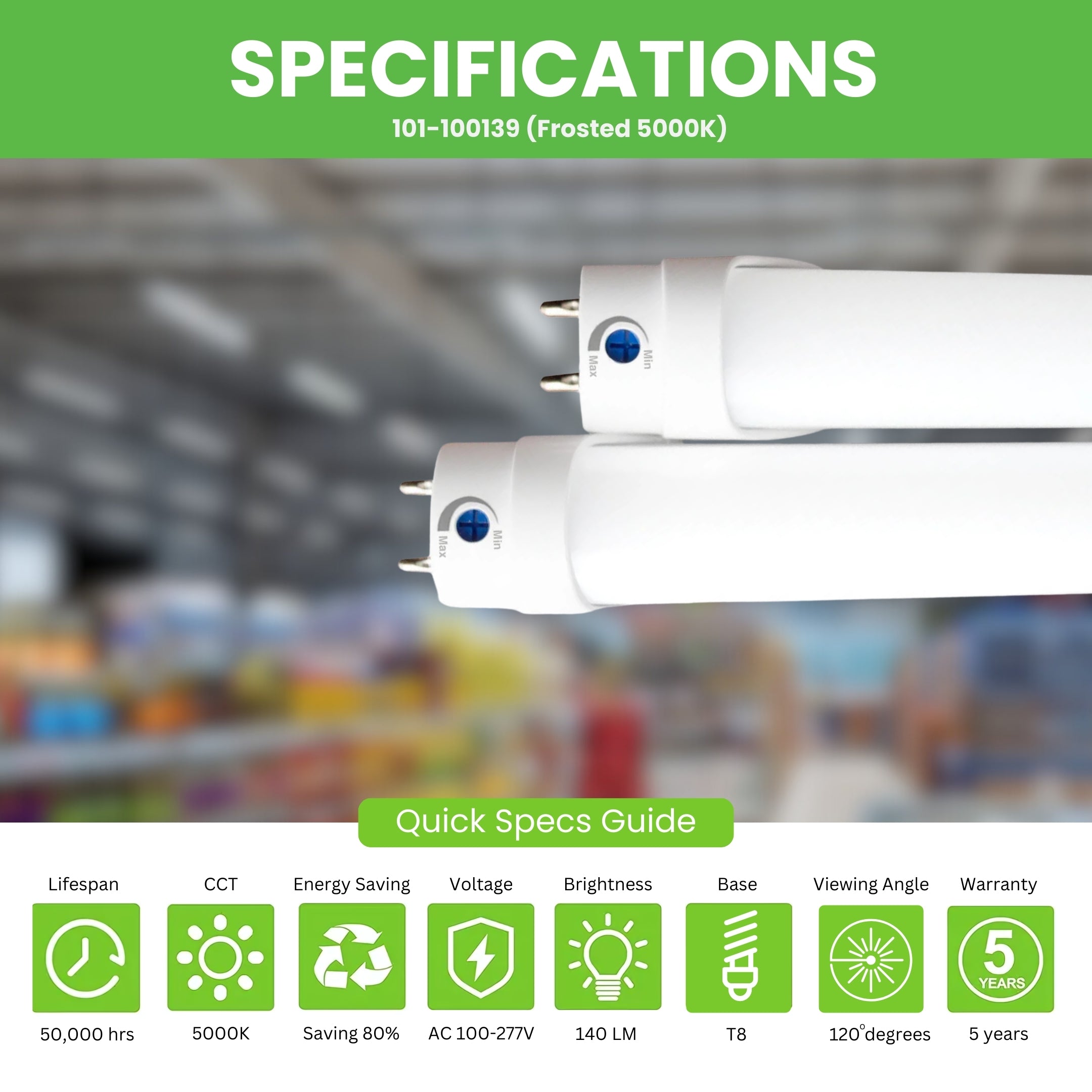 3ft 15W LED Tube - Single / 25 Pack - Type A+B - Aluminum/PC - Safety Fuses - Frosted (ETL/DLC)