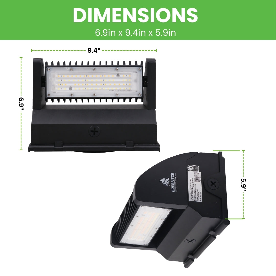 Adjustable LED Wall Pack w/ JBox- 40W - Tunable CCTs - RWP3 - DC Photocell Included - (UL+DLC 5.1 Premium)