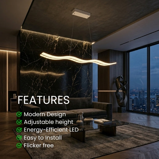 Modern Chandelier LED Light Linear Suspension Wave 40W