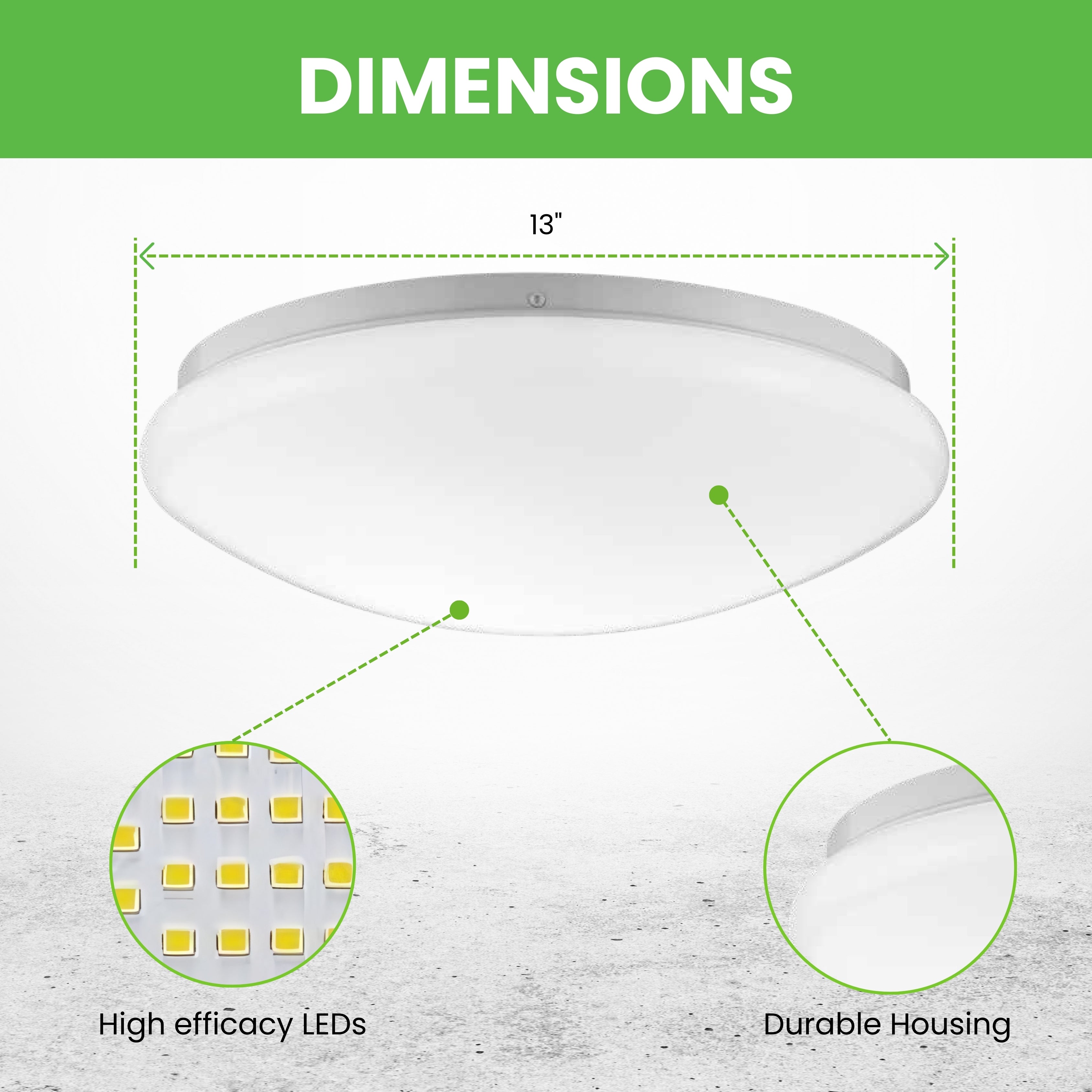 13" LED Mushroom Ceiling Light - 25W - 1470 LM - 6 Pack - Flush Mount - Selectable 5 CCTs - Triac Dimming - ETL