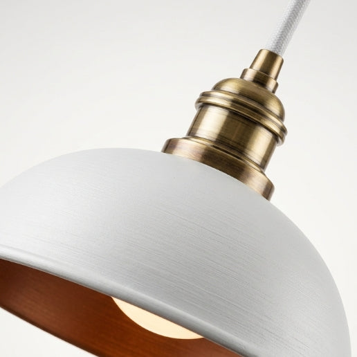 Elegant Brushed White Iron Pendant Light – Modern E26 Ceiling Hanging Fixture