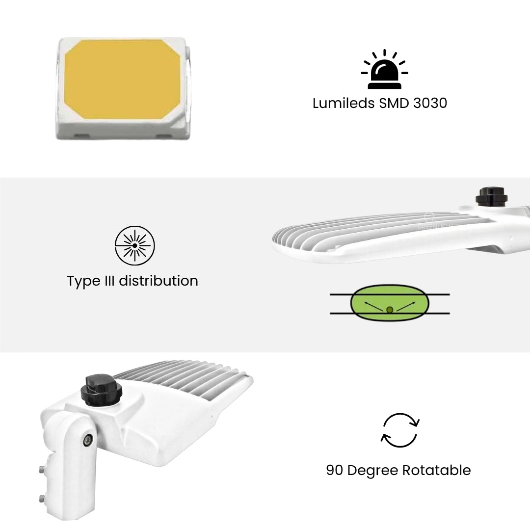 LED Street Light - 300W - 40,500 Lumens - Shorting Cap - Slip Fitter Mount - AL2 Series - UL DLC (White)
