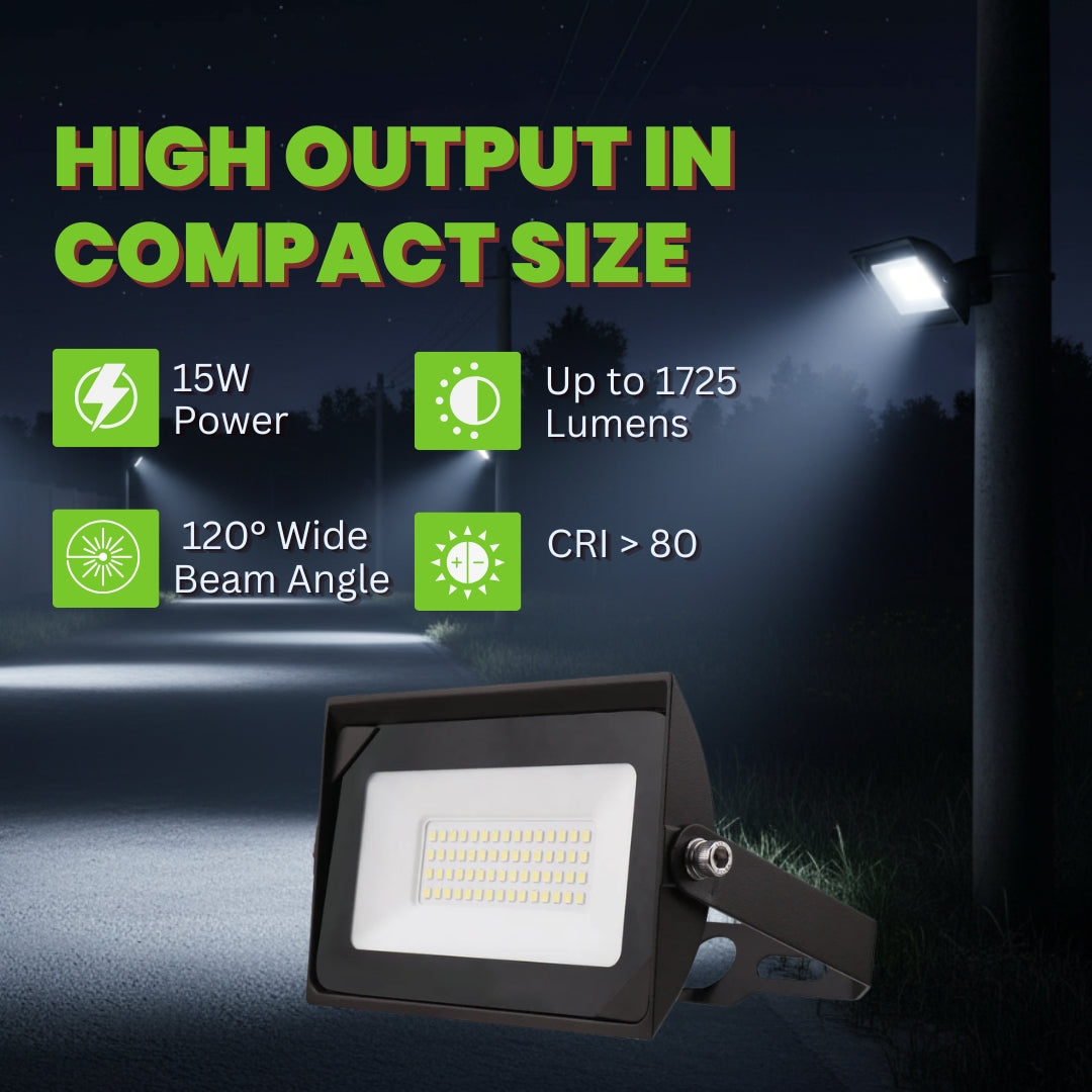 LED Flood Light - 15W - 1725LM -  Flood Mount - (UL)