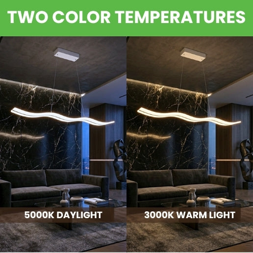 Modern Chandelier LED Light Linear Suspension Wave 40W