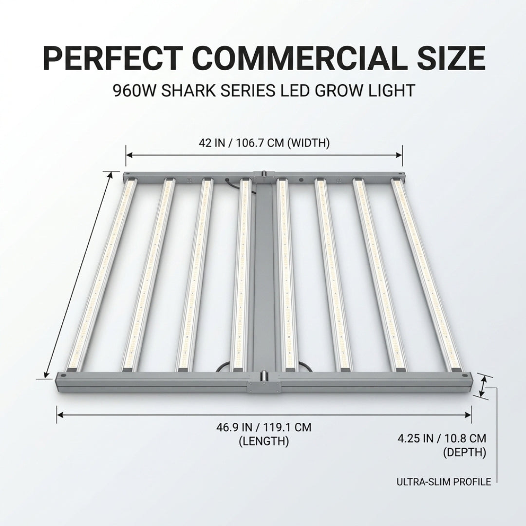 960W LED Grow Light - Shark Series Full Spectrum Commercial Grow Light