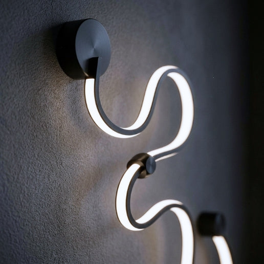 Modern LED Snake Wall Lamp 40W Black Aluminum Silicone Wall Light Fixture