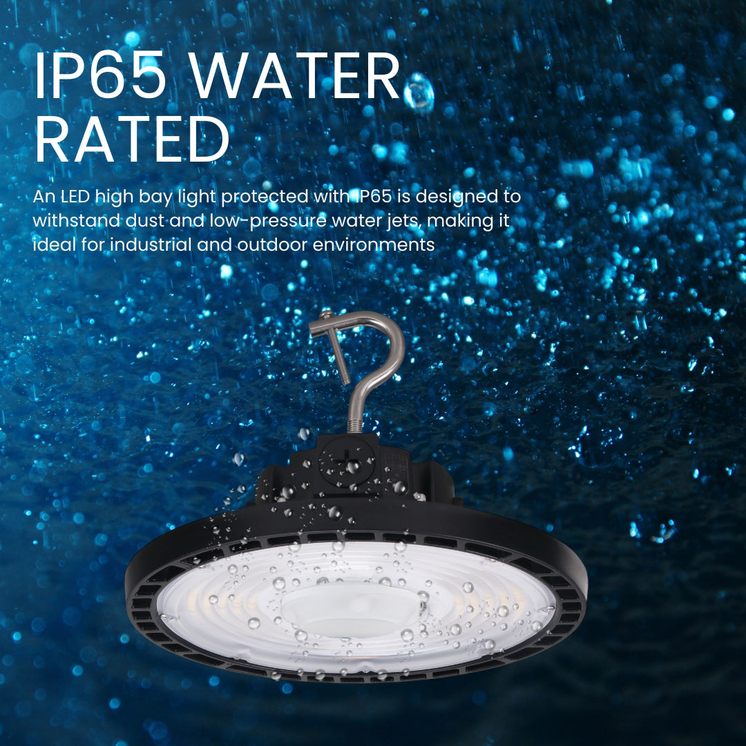 LED High Bay - 146 LM/ W- Wattage Tunable (240/200/150W) - CCT Selectable (5000K/4000K) - UFO7 - Hook Mount - Black -PIR Motion Sensor - UL DLC 5.1 Premium
