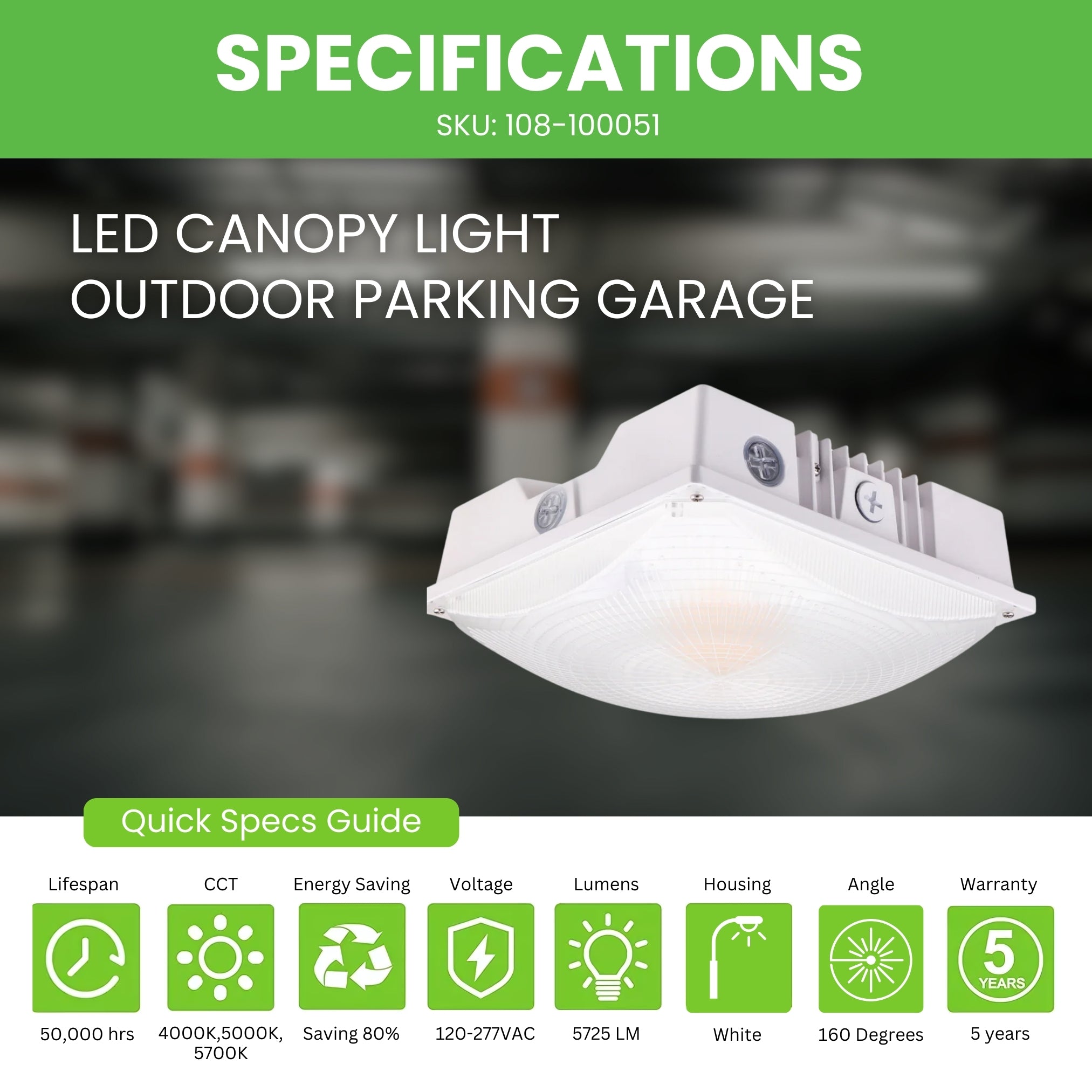 LED Canopy Light - 40W - Outdoor Parking Garage Light -  PGD - Brown - (UL+DLC 5.1)