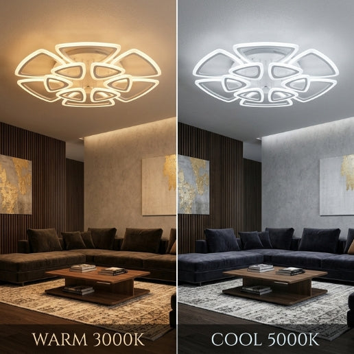 Modern Acrylic 12-Head LED Ceiling Light Fixture – 108W Flush Mount Contemporary Ceiling Chandelier with Integrated LED Chips – White