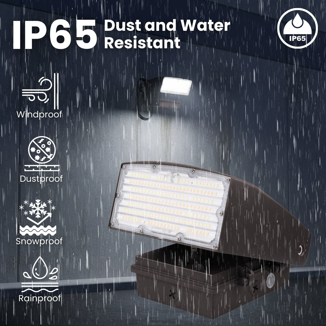 80W LED Adjustable Wall Pack Light - Full Cut Off - 147 lm/w - AWP Series - CCT Tunable - Dark Sky (UL + DLC)