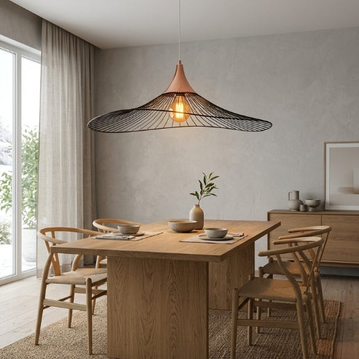 Pendant Light Wire Frame Industrial Rose Gold Copper Cage Hanging Light