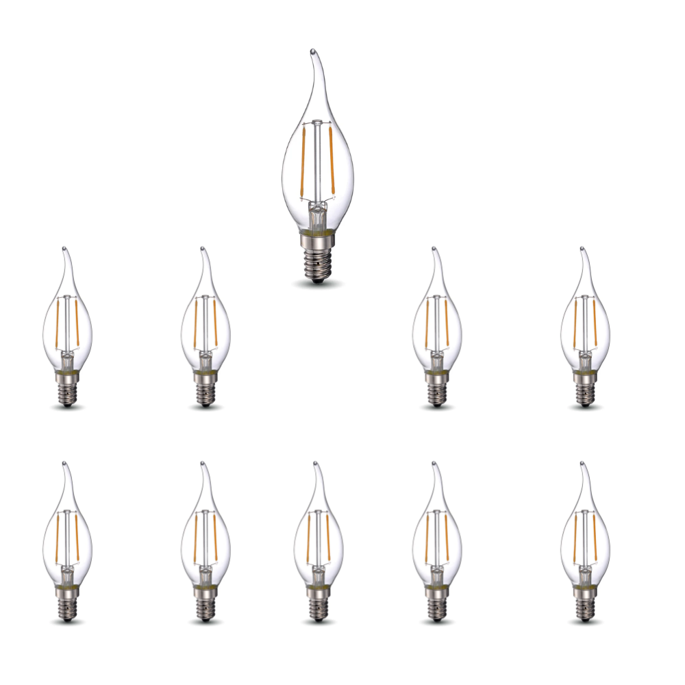 40 Watt Equivalent LED Amber Light Bulb E12 Dimmable BA11 - 10 Pack
