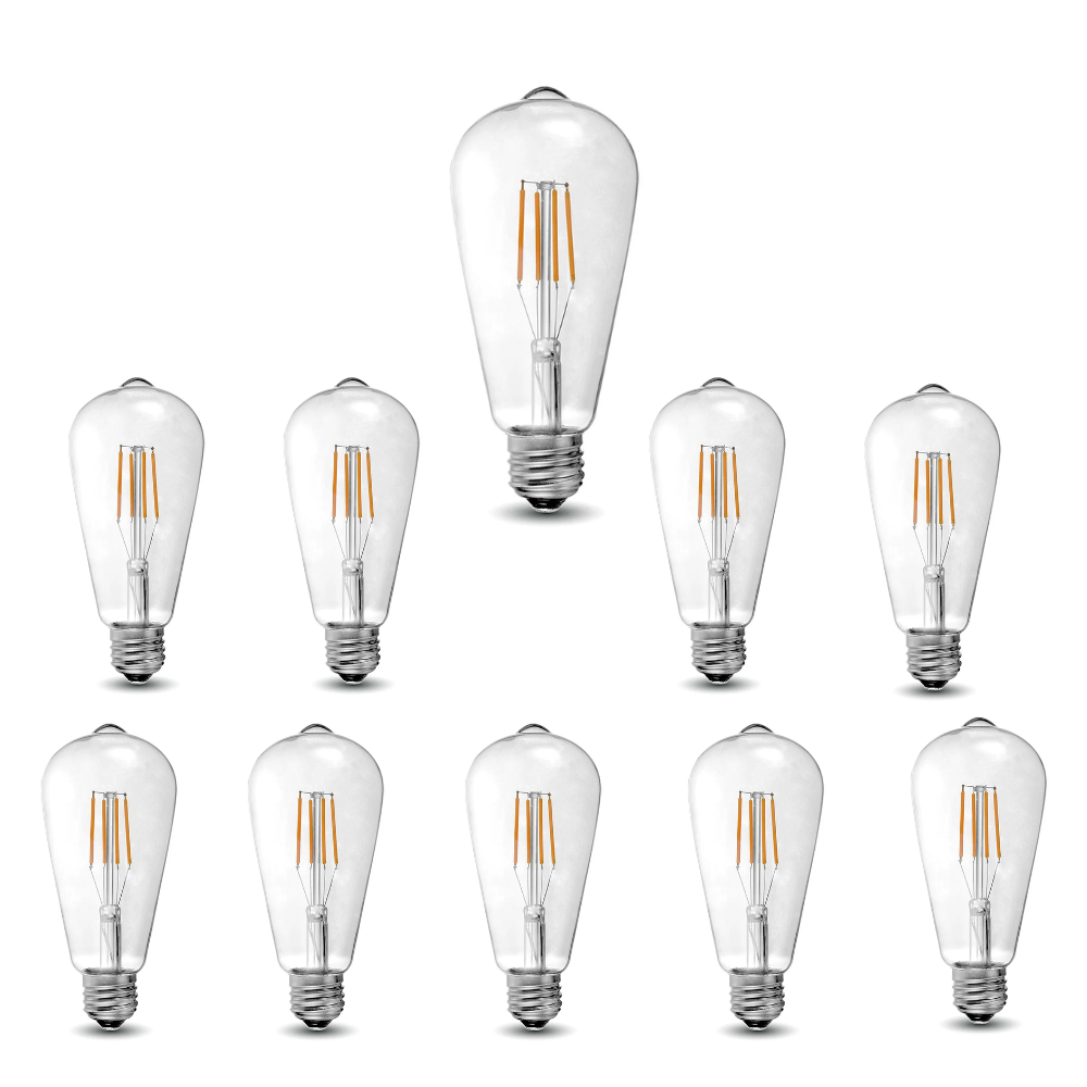 LED Filament Bulb - ST21 - 60 Watt Equivalent - 10 Pack - E26 - Dimmable